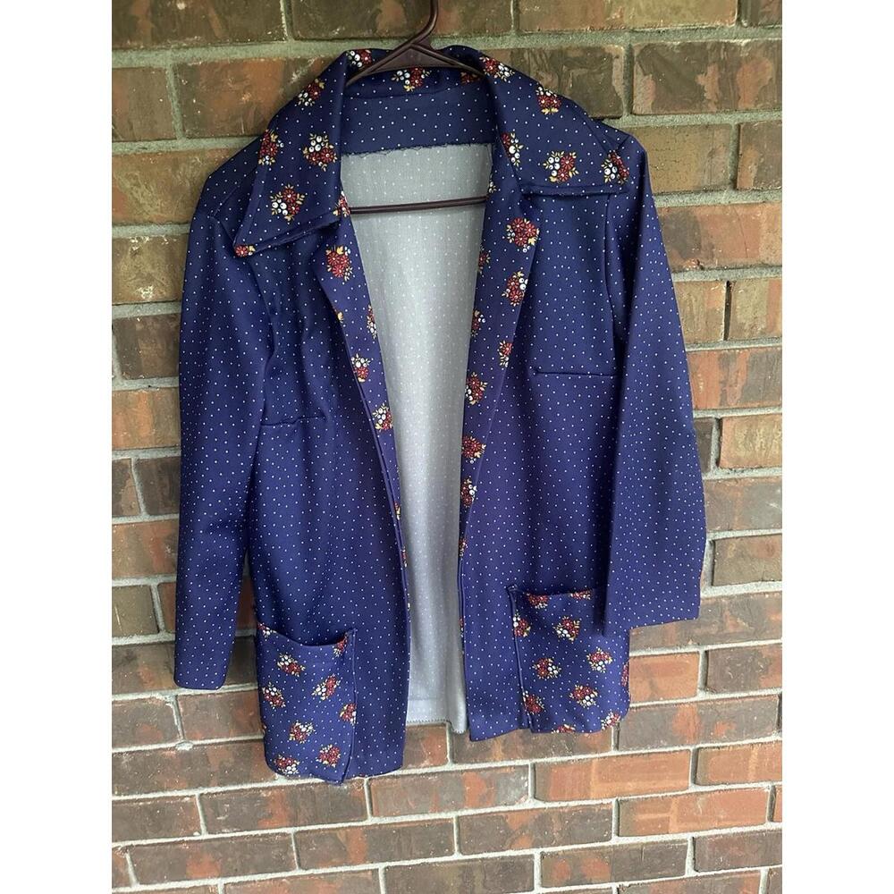 Vintage Blouse Apron Top 70s Medium Floral With Pockets